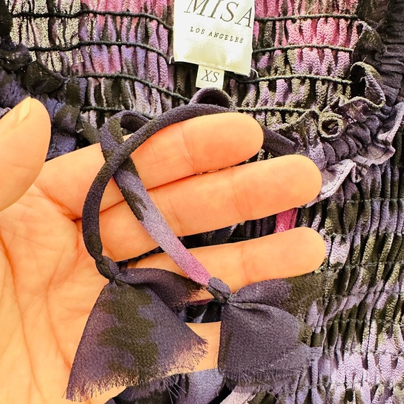 Misa Los Angeles  |  Purple Darcy Ruffle Sleeveless Smock Blouse size XS - Picture 8 of 10